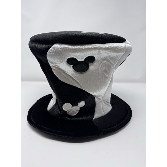 Disney Mickey Mouse Mad Hatter Hat Black White Adult Size Disneyland WDW - Picture 3 of 10